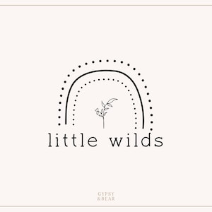 Logotipo prefabricado, logotipo del arco iris, logotipo dibujado a mano, logotipo caprichoso, logotipo floral, logotipo infantil, logotipo de boutique, marca, logotipo boho, logotipo moderno