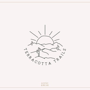 Logo prefabbricato, Logo disegnato a mano, Logo Cactus, Logo del deserto, Logo Boho, Logo avventura, Logo di viaggio, Logo moderno, Logo del sole, Marchio