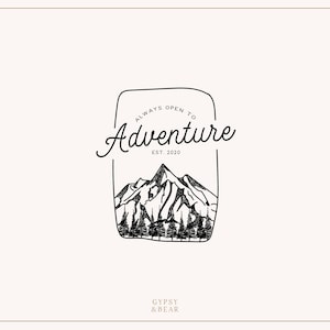 Logo prefabbricato, Logo disegnato a mano, Logo avventura, Logo montagna, Logo albero, Logo viaggio, Logo Hipster, Logo pine tree