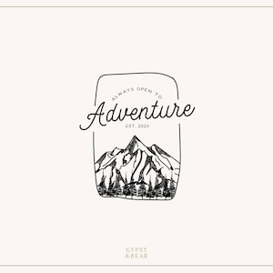 Premade Logo, Hand Drawn Logo, Adventure Logo, Mountain Logo, Tree Logo, Travel Logo, Hipster Logo, Pine Tree Logo