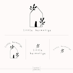 Premade Logo Set, B&B Logo, Rental Logo, Cottage Logo, House Logo, Floral Logo, Branding Kit, Hand Drawn Logo, Minimal Logo, Rustic Logo