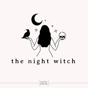 Premade Logo, Witch Logo, Magic Logo, Skull Logo, Crow Logo, Mystic Logo, Hand Drawn, Illustrated, Tarot Logo, Star Logo, Moon Logo