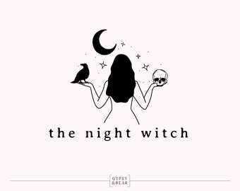 Premade Logo, Witch Logo, Magic Logo, Skull Logo, Crow Logo, Mystic Logo, Hand Drawn, Illustrated, Tarot Logo, Star Logo, Moon Logo