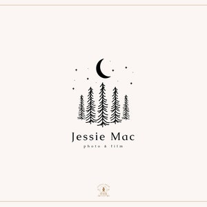 Premade Logo, Pine Logo, Tree Logo, Adventure Logo, Travel Logo, Hand Drawn Logo, Photography Logo, Forest Logo, Nature Logo, Moon Logo