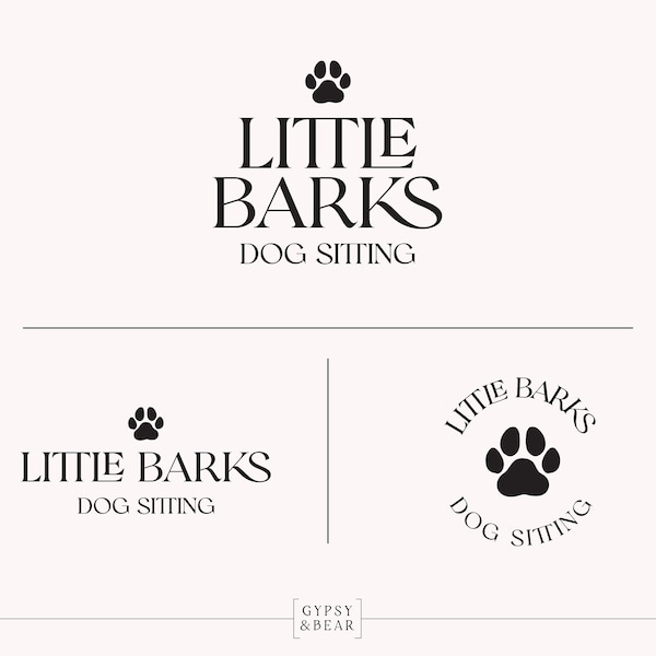 Dog Sitting Logo, Premade Dog Logo, Pet Sitting Logo, Dog Hotel Logo, Dog Groom Logo, Paw Logo, Hand Drawn Logo, Modern Logo, Branding Kit