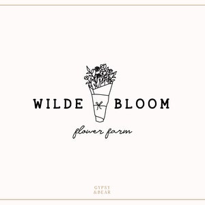Premade Logo, Florist Logo, Flower Farm Logo, Floral Logo, Hand Drawn Logo, Flower Logo, Cut Flower Logo, Boutique Logo