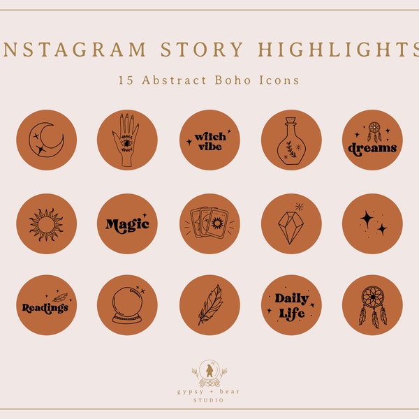Instagram Story Highlight Icons - Hand Drawn Icons - Witch Icons, Magic Icons, Tarot Icons, Psychic Icons, Mystic Icons, Text Icons