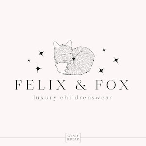 Premade Logo, Fox Logo, Floral Logo, Photography Logo, Kids Logo, Children's Logo , Small Business Logo, Boutique Branding, Hand Drawn Logo