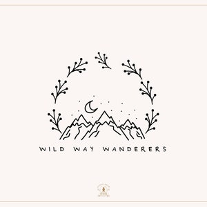 Premade Mountain Logo, Nature Logo, Boho Logo, Wild Logo, Outdoor Logo, Photography Logo, Branding Logo, Floral Logo, Boho Logo