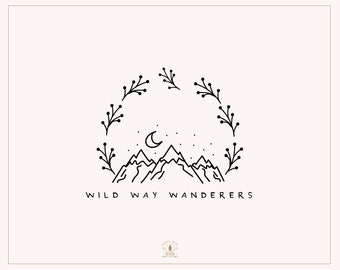 Premade Mountain Logo, Nature Logo, Boho Logo, Wild Logo, Outdoor Logo, Photography Logo, Branding Logo, Floral Logo, Boho Logo