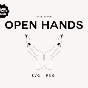 Hands Vector, DIY Logo, Open Hands PNG, Hand Clip Art SVG, Hand Drawn Illustration - Commercial License