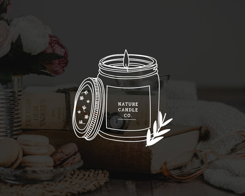 Premade Logo Candle Logo Floral Logo Hand Drawn Logo Wax Etsy