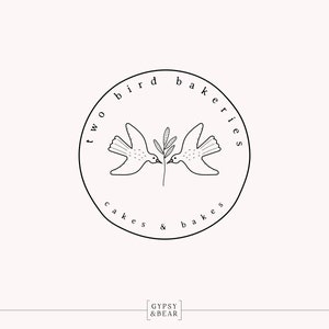 Premade Bird Logo, Bakery Logo, Dove Logo, Hand Drawn Logo, Floral Logo, Creative Logo, Minimalist Logo, Modern Logo, Playful Logo