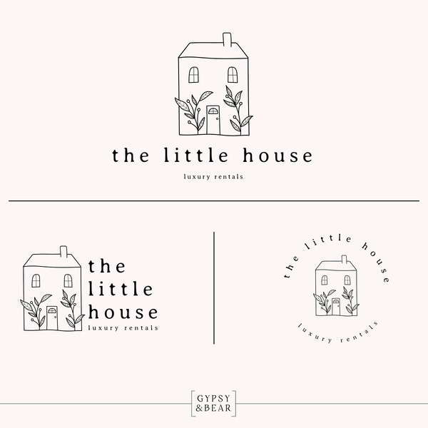 Premade House Logo, Hand Drawn Logo, Cottage Logo, Air B&B Logo, Rental Logo, House Logo, Greenhouse Logo, Floral Logo, Hotel Logo