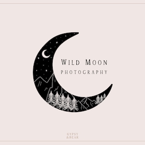 Premade Logo, Celestial Logo, Moon Logo, Star Logo, Adventure Logo, Boho Logo, Hand Drawn Logo, Magic Logo, Mountain Logo