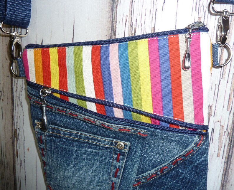Denim crossbodi bag Denim messenger bag Recycled jean Etsy