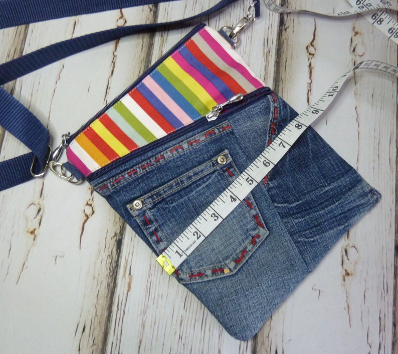 Denim crossbodi bag Denim messenger bag Recycled jean Etsy