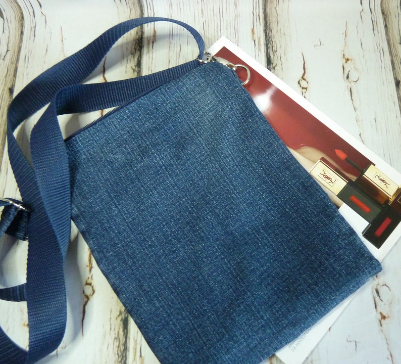 Denim crossbodi bag Denim messenger bag Recycled jean Etsy