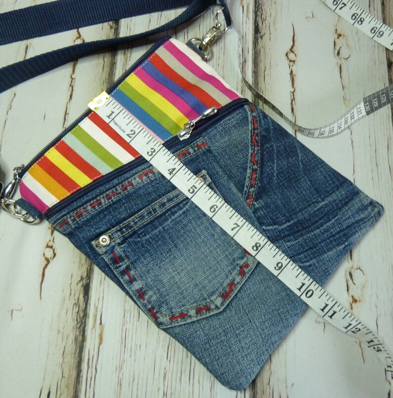 Denim crossbodi bag Denim messenger bag Recycled jean Etsy