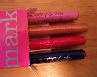 JEWEL, SASSY,CELEBRATE~Avon~Mark~Solid Fragrance Pencil Collection~Set of 4
