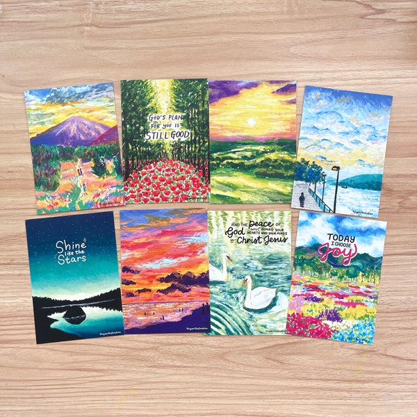 Bible Verse Oil Pastel Postcard Set