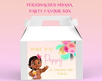Personalised Baby Moana Birthday Party Activity Box |  | Children's Gift Boxes | Favour Lunch boxes | Baby Shower