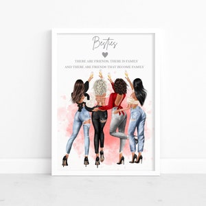 Best Friend Print - Personalised Wall art Custom Friend prints - Best friend prints - Friends portrait illustration - Best friend definition