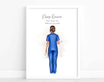 Lámina personalizada de enfermera: regalo de agradecimiento personalizado (A4/A5)