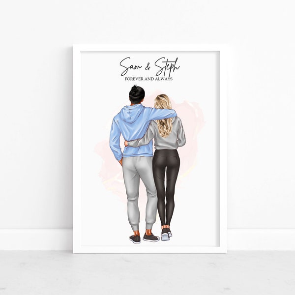 Personalised Couple Print, Valentines Day Gift, Customised Couple Gift, Boyfriend & Girlfriend Print, Anniversary Print, Couples Gift