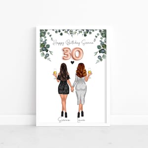 Impresión de 30 cumpleaños para mejor amiga, impresión para mejor amiga, impresión para hermana, regalo de cumpleaños para hermana, regalo de cumpleaños personalizado