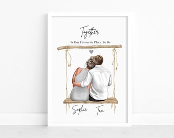 Personalised Couple Print, Valentines Day Gift, Customised Couple Gift, Boyfriend & Girlfriend Print, Anniversary Print, Couples Gift