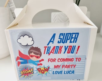 Personalised Super Hero Birthday Party Activity Box |  | Children's Gift Boxes | Favour Lunch boxes| Thankyou For Coming To My Party
