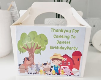 Personalised Farm Animals Birthday Party Activity Box |  | Children's Gift Boxes | Favour Lunch boxes