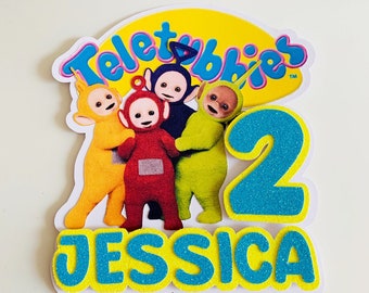 Personalised Hand made 6 inch square Teletubbies Birthday card any age