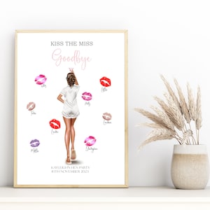 Kiss The Miss Goodbye personalizzato, libro degli ospiti per addio al nubilato, regalo per il weekend dell'addio al nubilato, libro degli ospiti per signorina e signora, regalo per la festa nuziale, ricordo ricordo