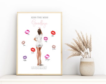 Personalised Kiss The Miss Goodbye, Hen Party Guest Book, Hen Weekend Gift, Miss To Mrs Guest Book, Bridal Shower Gift, Keepsake Memory