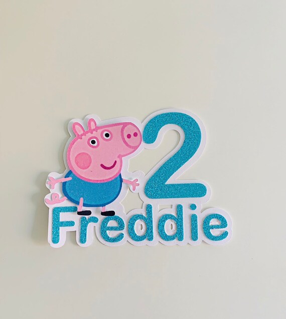 Personalised Birthday Glitter Cake Topper Custom Decoration Peppa Pig George