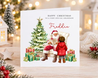 Personalised Christmas Card for Boy, Santa Christmas Card, Custom Name Christmas Card