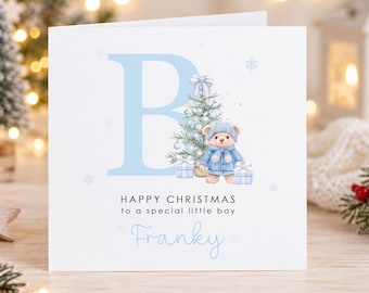 Personalised Christmas Card for Boy, Custom Name Christmas Card, Cute Christmas Card for Son, Grandson or Nephew