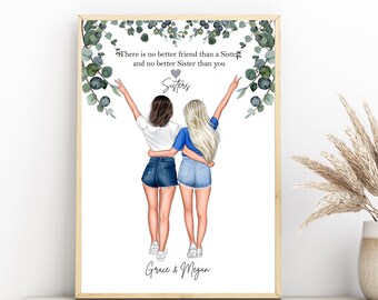 Impression personnalisée pour soeur, cadeau meilleure amie, cadeau pour soeurs, souvenir, cadeaux d'anniversaire bestie, cadeau d'anniversaire pour elle