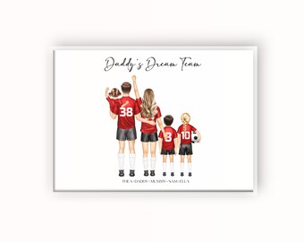 Personalisierte Vatertagsgeschenke Fußball-Shirt, Geschenk für Väter, Familiendruck, Geschenk von Sohn, Tochter, Vater zum Geburtstag, individuelles Geschenk