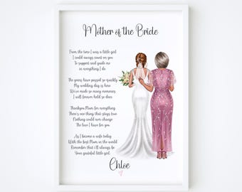 Lámina personalizada para madre e hija, lámina para el Día de la Madre, lámina para la madre de la novia, lámina de boda, regalo de boda para padres, recuerdo para atesorar