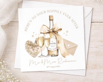Personalised Wedding Card, Mr & Mrs Wedding Card, Newlywed Keepsake, Just Married Card, Wedding Day Gift, Custom Names and Date