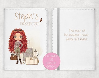 Personalised Passport Cover: Travel Girl Illustration