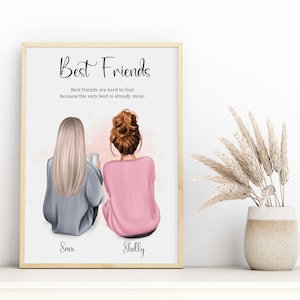 Best Friend Print - Personalised Wall art Custom Friend prints - Best friend prints - Friends portrait illustration - Best friend definition