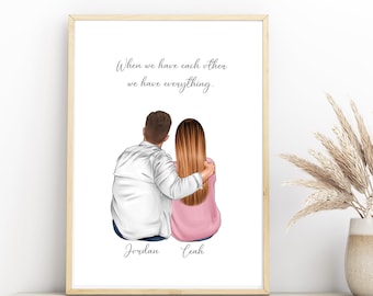 Personalised Couple Print, Valentines Day Gift, Customised Couple Gift, Boyfriend & Girlfriend Print, Anniversary Print, Couples Gift