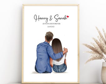 Personalised Couple Print, Valentines Day Gift, Customised Couple Gift, Boyfriend & Girlfriend Print, Anniversary Print, Couples Gift