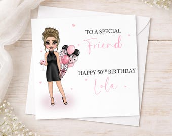 Personalised Birthday Card for Her, 30th 40th 50th 60th, Friend Daughter Mum Auntie