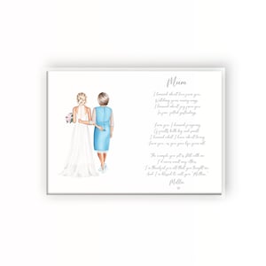 Personalised Mother Of The Bride Print, Mother To Bride Wedding Print, Bridal Poem Gift, Daughter Poem Bride Gift, Wedding Keepsake