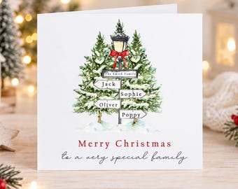 Personalised Family Christmas Card, Custom Family Name Card, Names Christmas Card, Christmas Card for Family